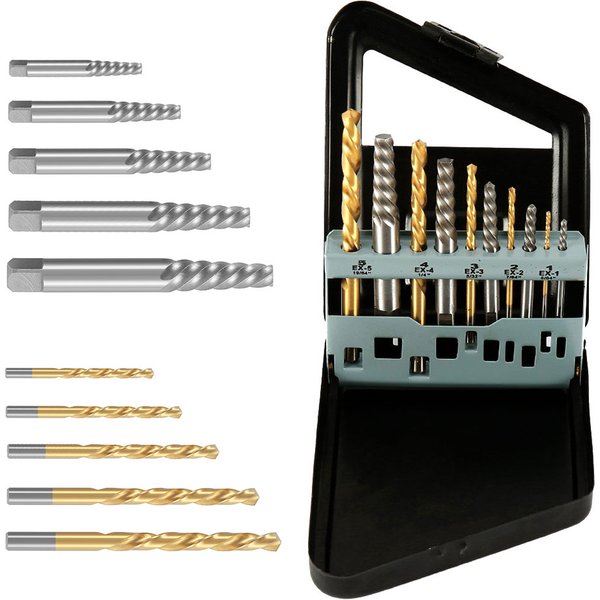 10Pcs HSS Damaged Screw Extractor Drill Stripped Screw Extractor Remover Set Double Ended Broken Screw Bolt Demolition Tools