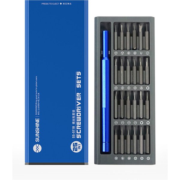 SUNSHINE SS-5118 25in1 High Performance Screwdriver Set for Mobile Phone Repair Precision Magnetic Bits Disassembly Bolt Driver