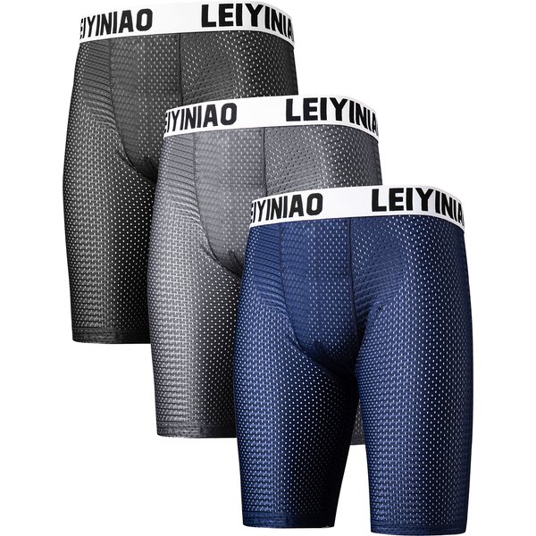 3 pièces/lot maille hommes sous-vêtements sous-vêtements pour hommes Sexy chaud Long Boxer Shorts hommes Boxer hommes culottes boxeurs pour hommes Boxer Homme Homme Boxer