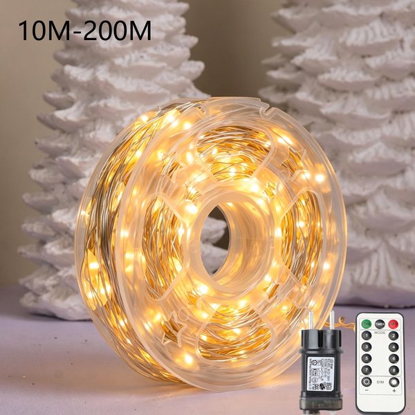 50M/100M LED String Lights Silver Wire Fairy Lights Christmas Garland For Outdoor Wedding New Year Tree Terrace Party Decoration