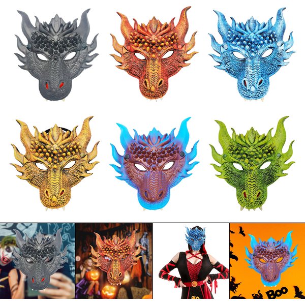 Masque de dinosaure Dragon unisexe, masque de Cosplay 3D effrayant, masque d'animal de dinosaure, masque facial pour Costume de cosplay adapté à la fête d'halloween