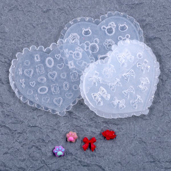 1 teile/los Japanische Weiche Silikon Nagel Pfirsich Herz Bogen Form 3D Geschnitzte Cartoon Vorlage Nägel Zubehör Für Salon DIY