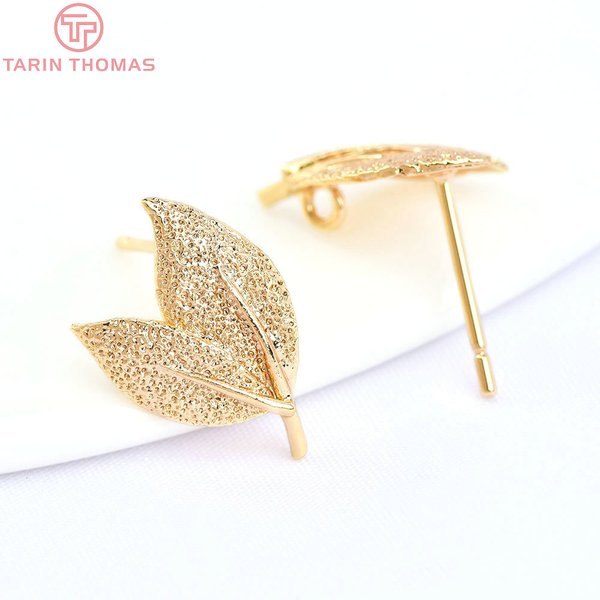 (2417)10 pièces feuille 10.5x15.5MM 24K couleur or laiton feuille d'arbre feuilles boucles d'oreilles broches haute qualité bijoux résultats accessoires