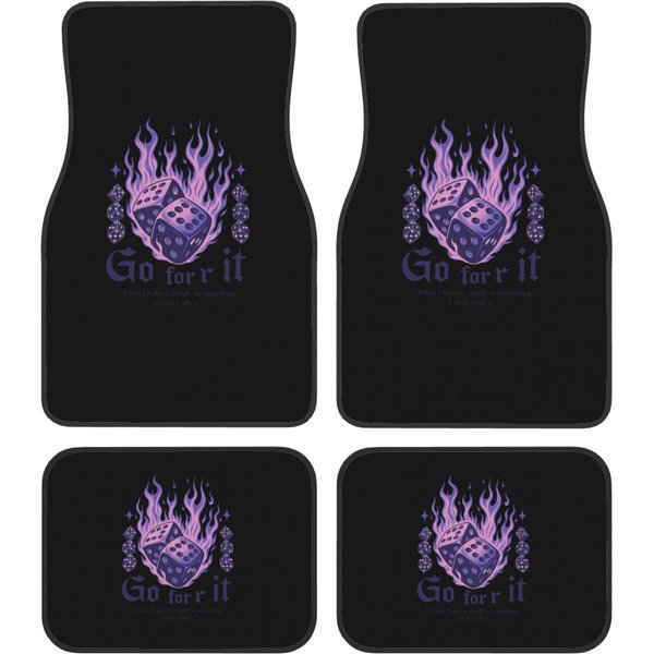 Violette Flammen Würfel Druck 4PCS Kristall Samt Auto Fußmatten Set von Vier Anti Fouling Auto Matten Teppich Anti Slip auto Boden Matte