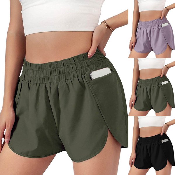Short élastique de taille haute pour femme, vêtement de course, de yoga, d'athlétisme, de fitness, à séchage rapide, respirant