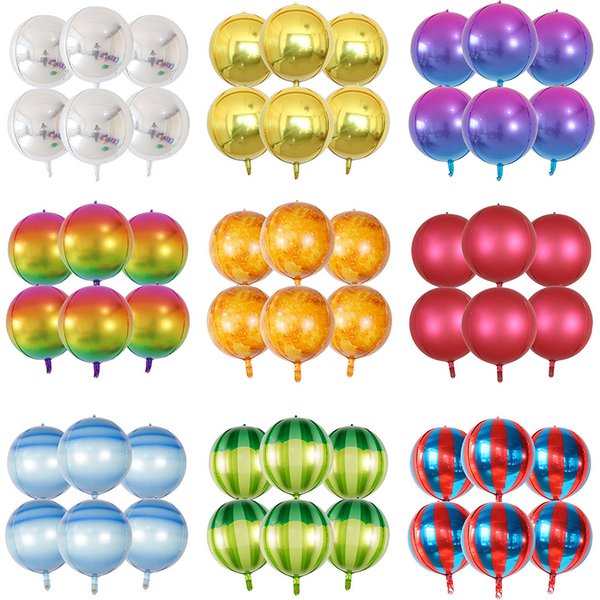 6pcs 22 Inch 4D Foil Helium Balloons Metallic Shiny Air Globos Wedding Birthday Party Baby Shower Decoration Globos Supplies
