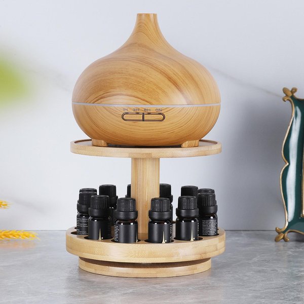 Présentoir à Huiles Essentielles en Bois, Étagère à Parfums Cosmétiques à 2 Niveaux, Présentoir de Diffuseurs pour Chambres