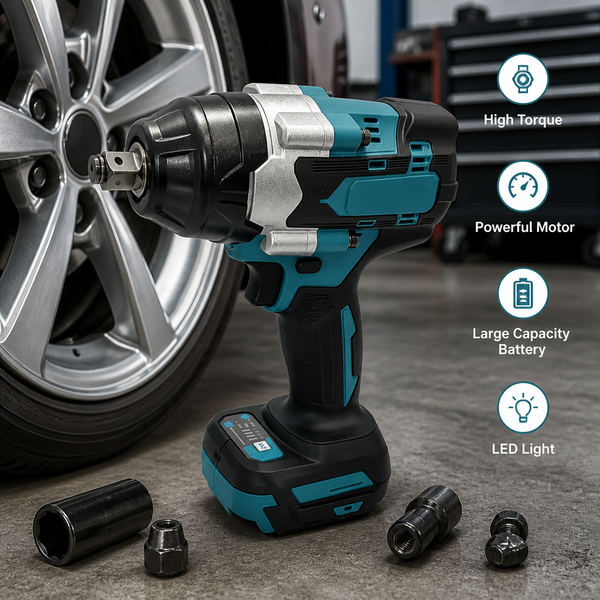 Für Makita Akku DTW700 18V Bürstenloser Akku-Schlagschrauber, Hochdrehmoment-Akku-Elektroschrauber, Hochleistungs-Elektrowerkzeug für Autoreparaturen und mechanische Wartungsarbeiten.