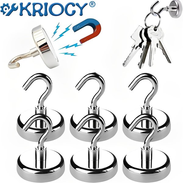Strong Powerful Round Neodymium Magnet Hook Salvage Magnet Sea Fishing Equipments Holder Pulling Mounting Pot with Ring Hooks