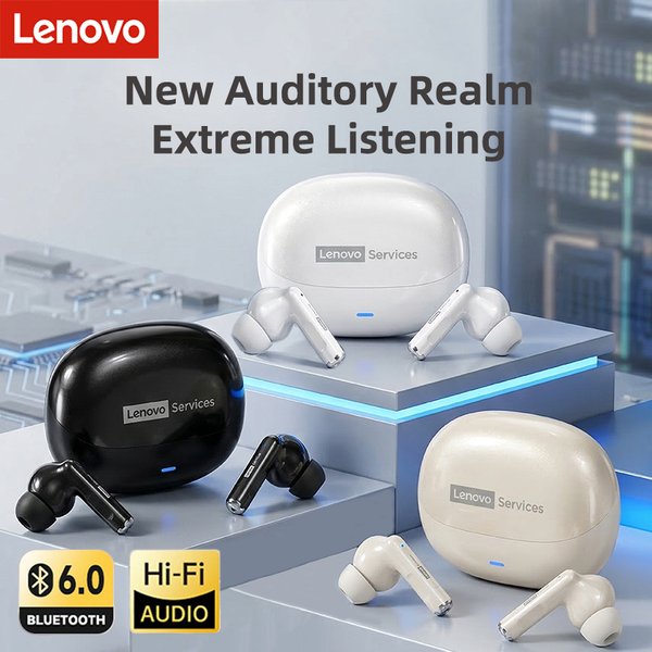 Słuchawki Lenovo Bezprzewodowe Bluetooth 6.0 Słuchawki HiFi Dźwięk ENC Redukcja Szumów Połączeń Słuchawki Gamingowe Sportowe z Mikrofonem LE257 Nowe