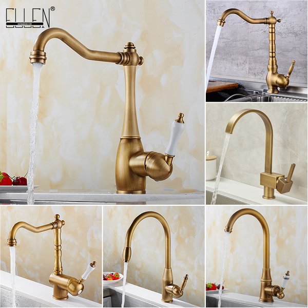 Antike Bronze Küchen armaturen 360 drehen drehbaren Wasserhahn heißes kaltes Wasser Leitungs mischer Küchen spüle Wasserhahn elk331