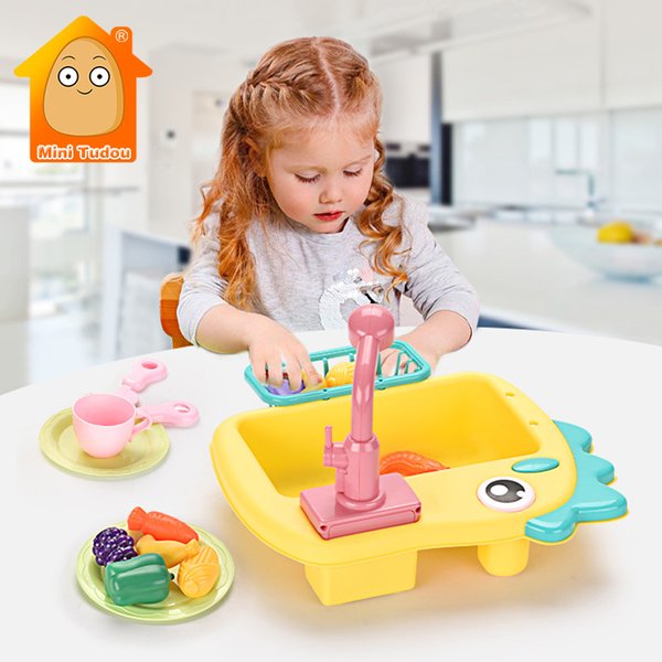 Kids Toy Pretend Play Kitchen Electirc Water Machine Wash Fruit Vegetable Game Early Educational Toys For Children Birthday Gift