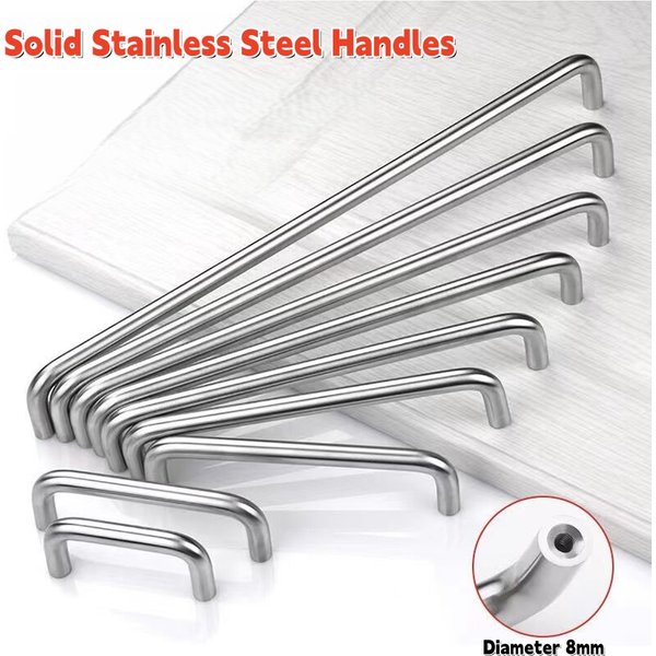 Massive Edelstahl U-förmige Schranktürgriffe 64mm-320mm Silberne Kleiderschrank-Türgriffe Nordische Schubladen-Türknöpfe und -Ziehgriffe