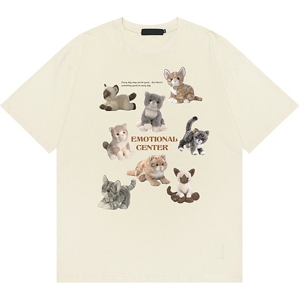 1 pièces émotionnel Genter coton à manches courtes T-shirt mignon chat imprimé hauts chat sauvera le monde dessin animé t-shirts t-shirts occasionnels