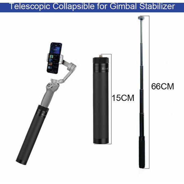 66 cm Handheld verstellbare Verlängerungsstange, einziehbarer Stab, teleskopisch zusammenklappbar für Gimbal-Stabilisator
