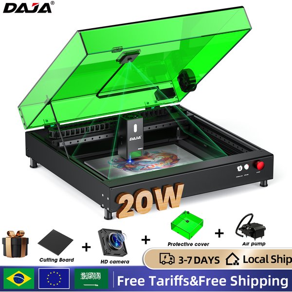 DAJA A8 Laserschneider-Graveur, hochpräzise, geschäftliche, effiziente Lasergravurmaschine für Metall, Holz, Acryl, Glas, Leder