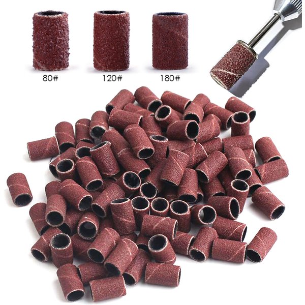 100/50 pc bandes de capuchon de ponçage pour Machine de manucure électrique 180/120/80 grain perceuse à ongles meule fichiers ensemble d'outils de pédicure BEND261