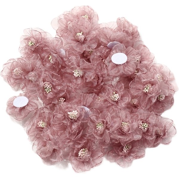 10PCs Chiffon Gauze Artificial Flowers Mesh Clothing Making Hair Accessories For Bouquet Wedding Party DIY Craft Home Decoration
