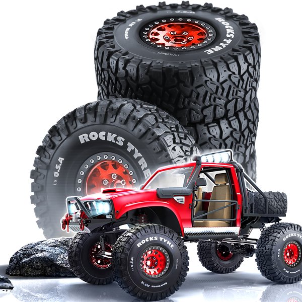 Jantes de roue Beadlock de 1.9 pouces et pneus en caoutchouc pour 1/10 RC Rock Crawler Axial SCX10 RR10 AX10 Wraith 90048 90018 KM2, 4 pièces