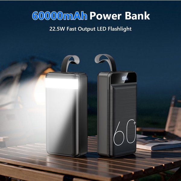 Hganus 60000mAh Powerbank 22.5W Szybkie Ładowanie z Latarką Przenośny Power Bank Bateria Zewnętrzna do iPad iPhone Samsung Xiaomi