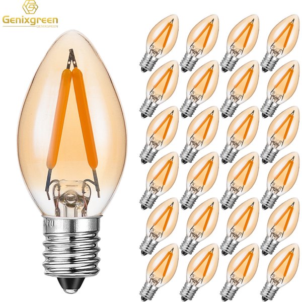E12 E14 1W Chandelier Candle Light Bulbs Low Wattage C7 Dimmable Amber Glass Edison Small Lamp Bulb For Party Patio Indoor Decor