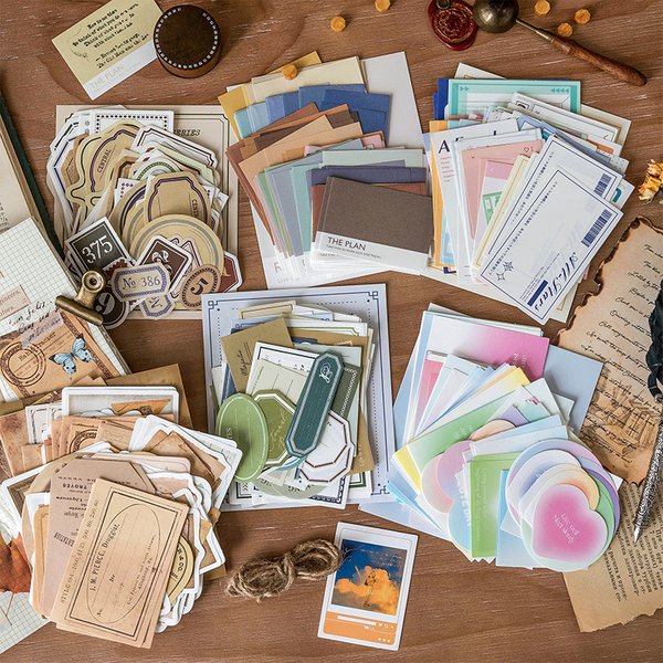 100pcs Vintage Notes Collection Series Memo Pad Decorative Stationery Scrapbooking Diary Album Lable Retro Material Paper Card