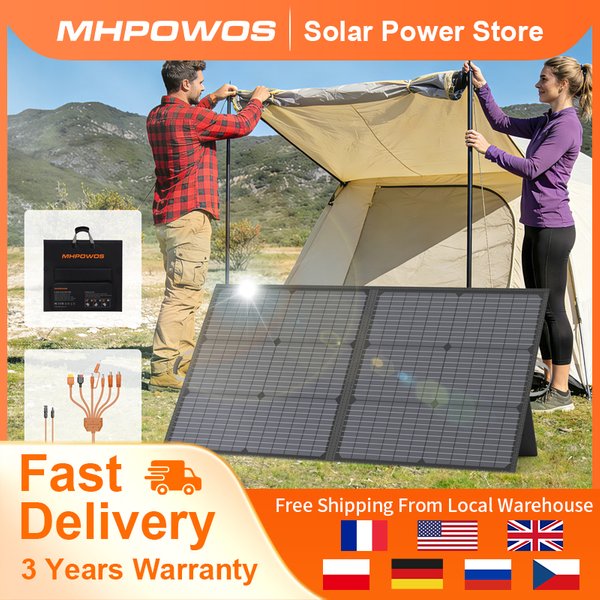 MHPOWOS Notstromversorgung 110W Tragbares Solarpanel 20V Wasserdichtes Faltbares Solarladegerät für Camping Angeln Outdoor RV Powerstation