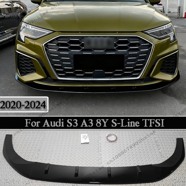 Lèvre de becquet de pare-chocs avant pour Audi S3 A3 8Y s-line TFSI 2020 – 2024 berline/Sportback, séparateur inférieur, Kit de protection de lame, réglage du corps