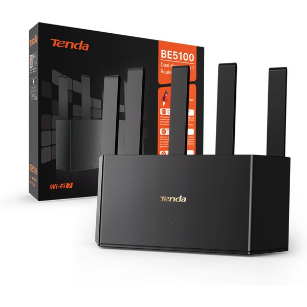 Tenda RE6L Pro BE5100 Wi-Fi 7 Router Dual Band Gigabit 5011Mbps 2.5G Port 5 Antennas Mesh System NFC Sticker 6nm Chip Parental Control VPN
