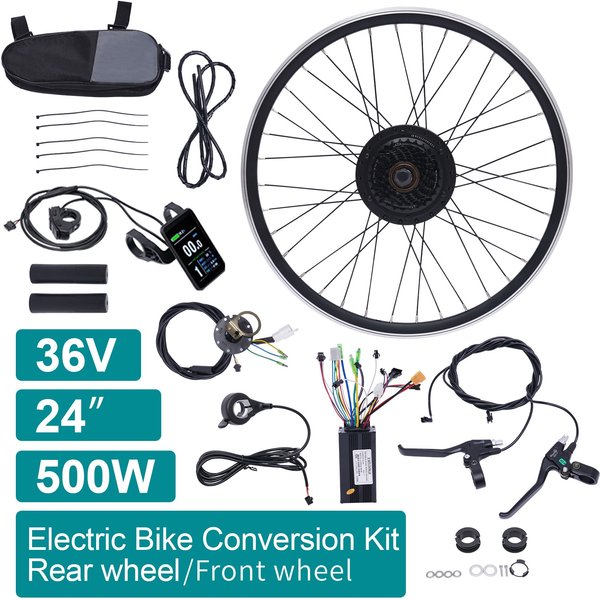 Kit de Conversion de vélo électronique 24 pouces, 500W36V, contrôle du moyeu de moteur sans balais, Kit de Conversion de vélo électrique, contrôleur de vitesse avec écran LCD