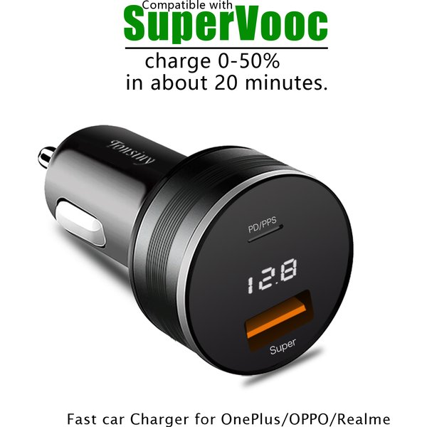 Chargeur de voiture 2 ports pour OPPO Find X5/Reno8, adaptateur de voiture 80W/65W Warp pour OnePlus11, adaptateur allume-cigare LED pour Realme