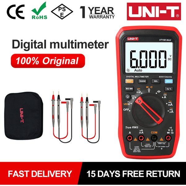 UNI-T Multimètre Numérique Professionnel UT15B MAX 1000V AC DC Tension Testeur Ampèremètre Mort Mètre Température Diode Test