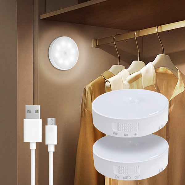 LED Rechargeable sous armoire lumières capteur de mouvement veilleuse lampe intelligente escaliers placard garde-robe cuisine lumière chambre décor