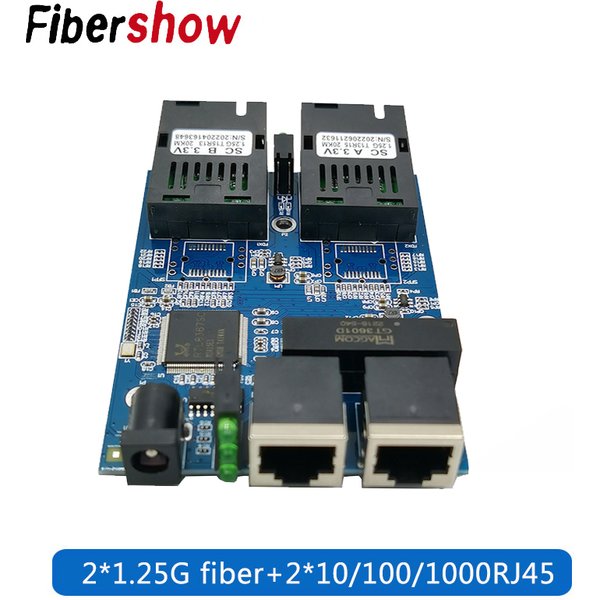 10/100/1000m fibra ethernet switch 2 fibra 2 rj45 gigabit conversor de fibra pcba placa singlemode 2F2E