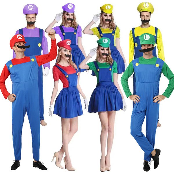 Luigi Super Brother Maris Game Cosplay Costume Funny Super Bros Adult Jumpsuit Anime Men's Halloween Dress