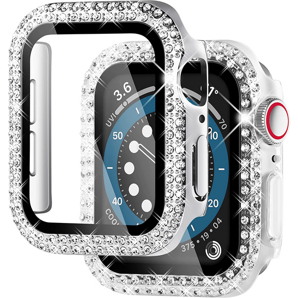 Diamond Cover For Apple watch Case 45mm 41mm 44mm 40mm 42mm 38mm Tempered Glass Bumper Screen Protector iWatch series 7 SE 6 8 5