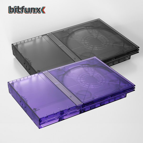 Bitfunx – coque de remplacement translucide noir violet pour Console de jeu PS2 Slim
