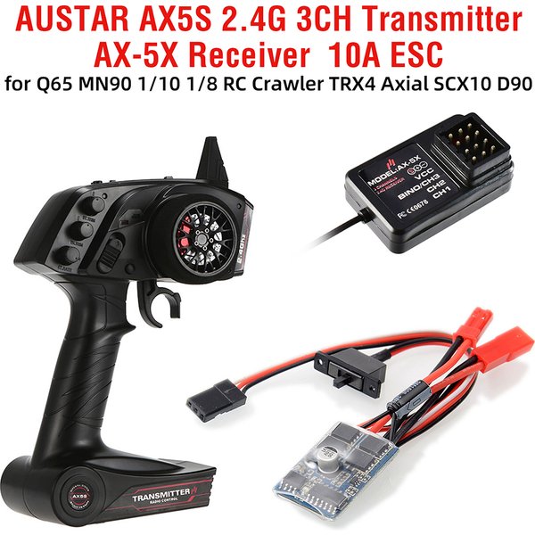 AUSTAR-Émetteur et récepteur RC, contrôleur RC universel, 2.4G, 3CH, 4CH, 6CH, 1/10, 1/8 Inoler, MN90, D12, TRtage