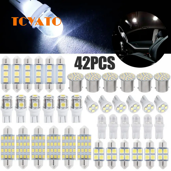 TCYATO 42 ampoules LED SMD Xénon T10 6000K pour intérieur de voiture, remplacement LED SMD pour coffre, intérieur de camping-car, plafonnier/plaque d'immatriculation/lumière de lecture