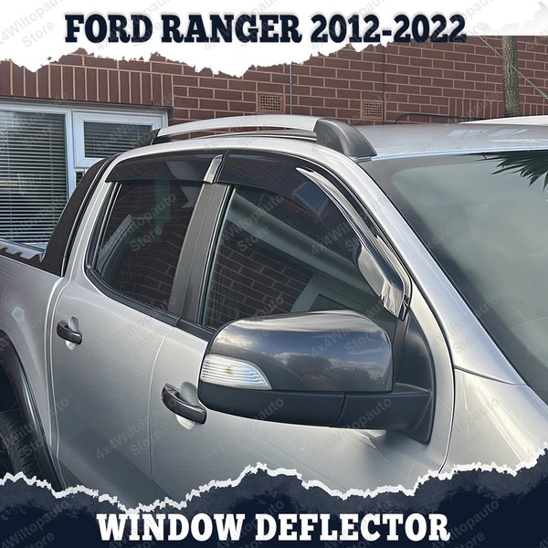 Für Ford Ranger T6 T7 T8 2012-2022 Fenster-Windabweiser Rauchschwarz Wetterschutz Regenschutz Windabweiser Außenzubehör