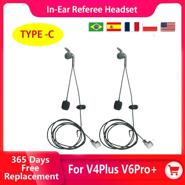 Écouteurs intra-auriculaires pour arbitre, Interface Type-C, 2 pièces, pour casque de moto EJEAS V4 Plus/V6 PRO +/V4C PLUS/V6C PRO +