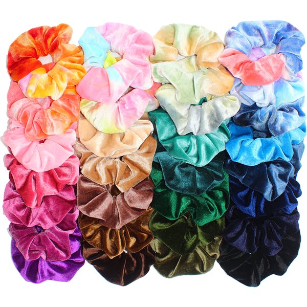 6 teile/los Haarband Zubehör Gummiband Halter Kopfbedeckung Krawatten Tie Dye Farbe Leopard Samt Neon Frauen Mädchen Scrunchy