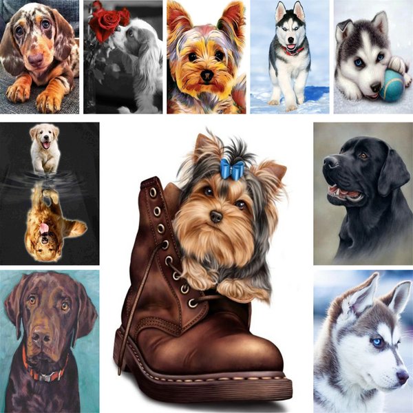 Animal Pet Dog Yorkshire Printed 11CT Cross Stitch Set Embroidery Handmade Handicraft Painting Knitting Home Decor Design Floss