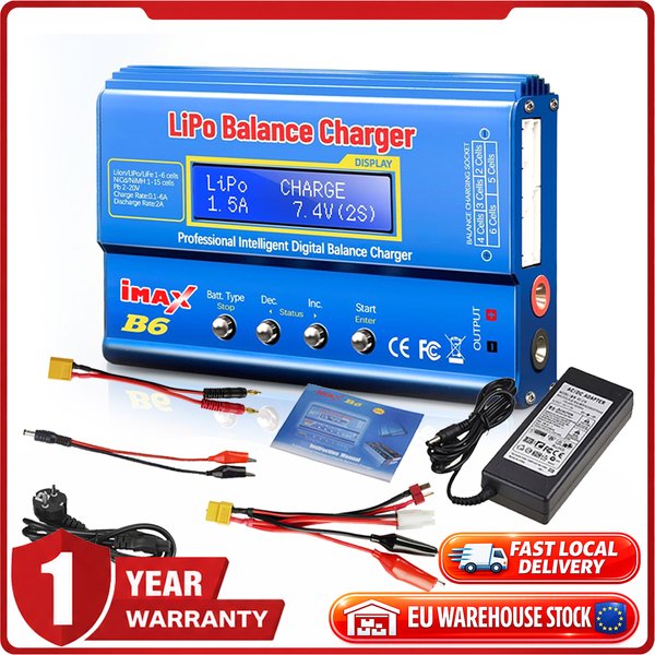B6AC 80W Lipo-Akkuladegerät RC Balance Smart Digital-Ladegerät für 1S-6S LiPo Life Li-ion 1-15S NiCD NiMH PB Smart-Akkus