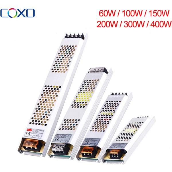 Ultradünnes LED-Netzteil DC 12V 24V Beleuchtungstransformatoren 60W 100W 150W 200W 300W 400W AC180-260V Treiber für LED-Streifenlichter