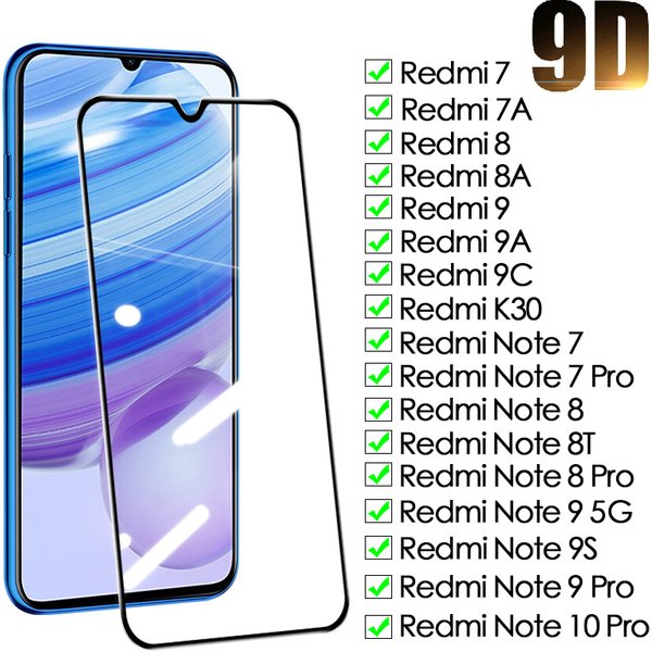 9D Schutz Glas Für Xiaomi Redmi Hinweis 7 8 8T 9 9S 10 Pro Gehärtetes Screen Protector 7A 8A 9A 9C Sicherheit Film