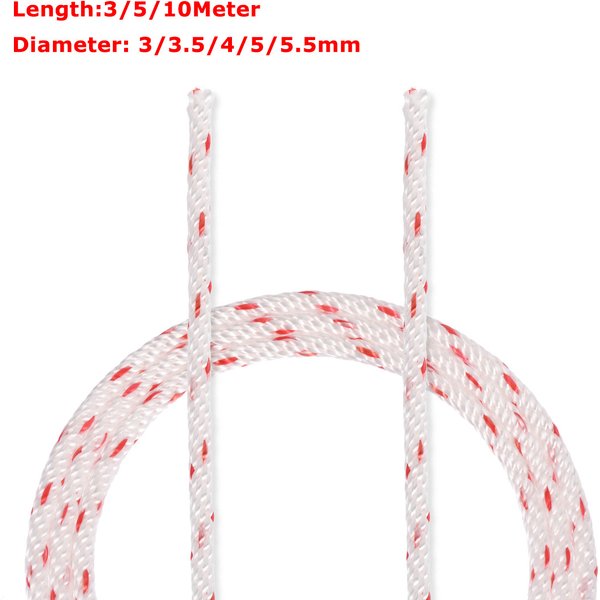 3/5/10M 3-5.5mm Polyester Fibre Recoil Pull Starter Cord Rope Starter Ropes Fits For Lawn Mower Chainsaw Trimmer Garden Tool