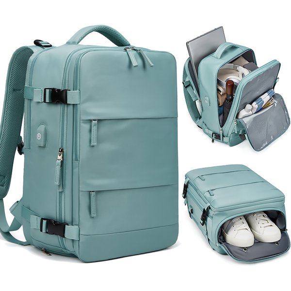 Sac à dos pour ordinateur portable 15.6 pouces pour femmes et adolescentes, sac à dos d'école avec chargeur USB, sac à chaussures indépendant, sac à dos de voyage, sac à dos d'extérieur