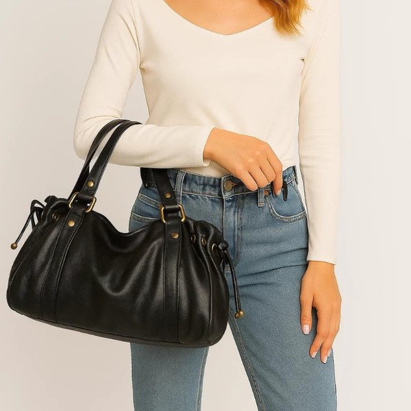 Sac fourre-tout tendance été 2026 en tissu plissé avec cordon de serrage, sac à bandoulière simple pour femme, sac de travail Boston pour trajets quotidiens