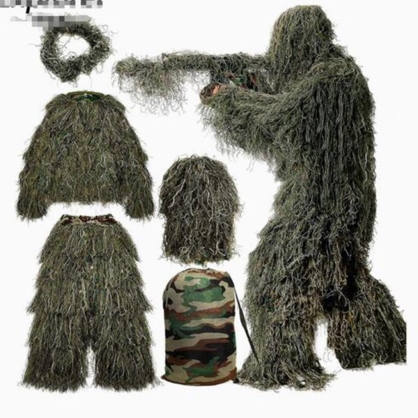 5 pièces adulte Ghillie costume chasseur Camouflage vêtements gillie costume chasse costume oiseaux vêtements